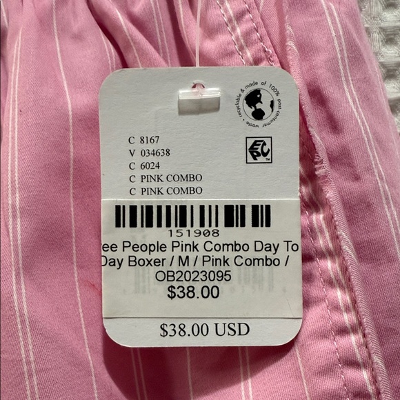 NWT Free People Light Pink Striped Day to Day Boxer Shorts - Picture 3 of 3